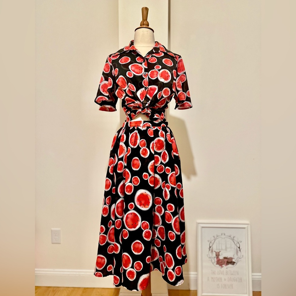 Tailor and Twirl Watermelon Two-Piece Top and Skirt Set Size Medium